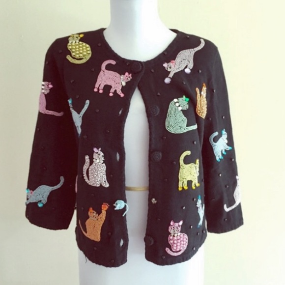 Michael Simon Sweaters - Rare Michael Simon Cat Sweater Cardigan